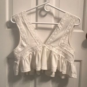 White lace crop top